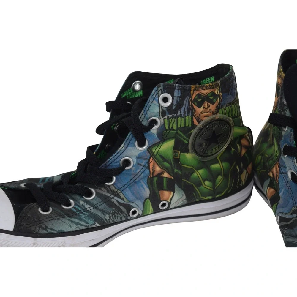 Converse Chuck Taylor‎ All Star Mens 9 Green Arrow DC Comics High Top NWOT - Picture 2 of 13